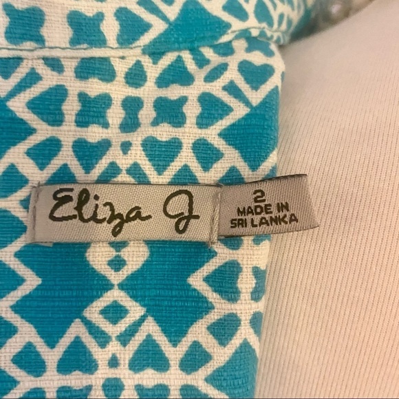 Eliza J Teal & Lime Geometric Pattern Shift Dress - Picture 7 of 8